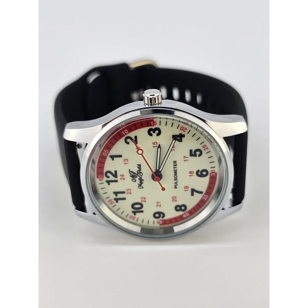 Unisex Field Analog Watch 38MM‎ Cream Dial Black Plastic Bands New Battery